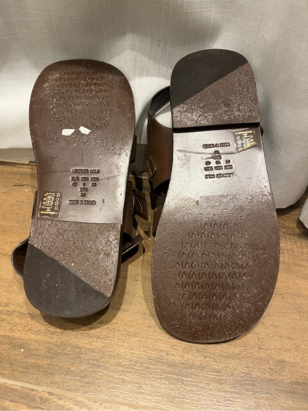 Vicenza Leopard Calf Hair Leather Fisherman Sandals Brown Gold Buckle Sz 10 - Picture 5 of 9